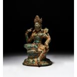 A HIGHLY IMPORTANT GANDHARA BRONZE SEATED BODHISATTVA , 7TH/8TH CENTURY