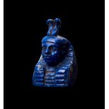 AN EGYPTIAN LAPIS LAZULI AMULET OF A PHAROH, PROBABLY LATE PERIOD