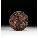 A BYAZANTINE SILVER TINNED COPPER INSCRIBED AMULET DEPICTING CHRIST, CIRCA 5TH CENTURY