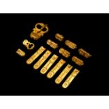 A LARGE GROUP OF BYZANTINE GOLD HORSE BITS, CIRCA 3RD-5TH CENTURY