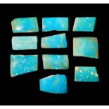 TEN EGYPTIAN TURQUOISE FIAENCE FRAGMENTS, PTOLEMAIC PERIOD, CIRCA 3RD-1ST CENTURY B.C.