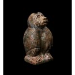 AN EGYPTIAN STEATITE BABOON LATE PERIOD, CIRCA 664-323 B.C.