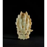 A YELLOWISH CHINESE JADE "BUDDHA'S HAND" PLAQUE, QING DYNASTY (1644-1911)