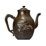 A LARGE JAPANESE MIX METAL TEAPOT, MEIJI PERIOD (1868-1912)