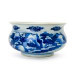 A CHINESE BLUE AND WHITE CENSER, KANGXI PERIOD (1662-1722)