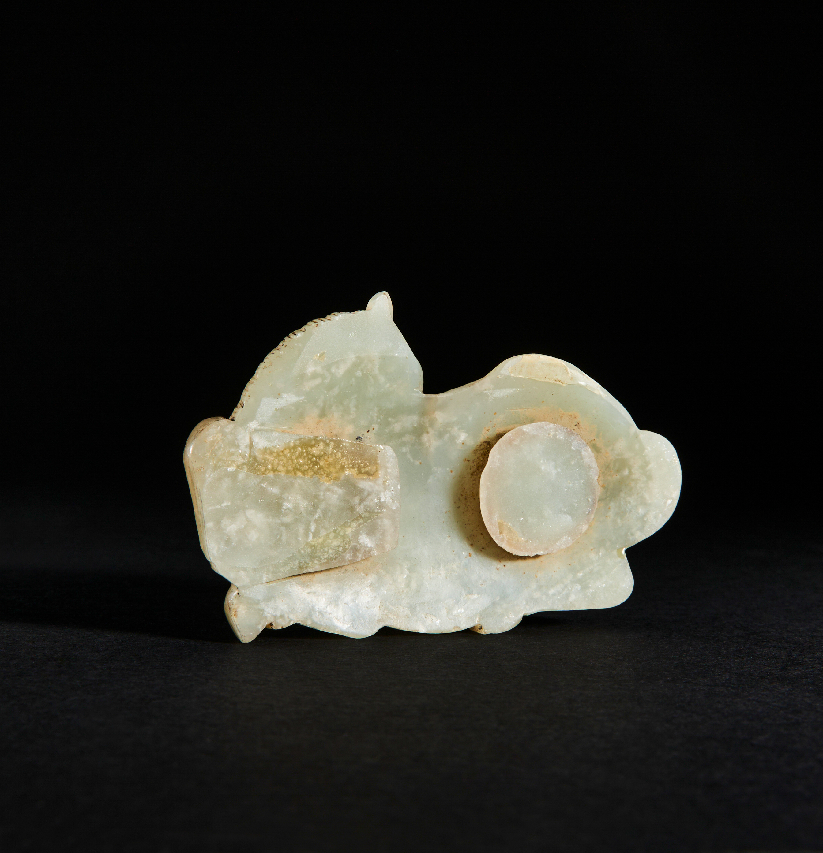 A CHINESE JADE BELT HOOK OF A RECUMBENT HORSE, QING DYNASTY (1644-1911) - Image 2 of 2