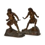 A PAIR OF JAPANESE BRONZE & MIX METAL FIGURES, MEIJI PERIOD (1868-1912)