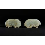 TWO CHINESE JADE PLAQUES OF FELINES, QING DYNASTY (1644-1911)