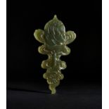 A CHINESE SPINACH JADE PLAQUE, QING DYNASTY (1644-1911)