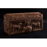 A FINE BYZANTINE INSCRIBED & ENGRAVED GRANITE RELIQUARY BOX, CIRCA 5TH -7TH CENTURY A.D.