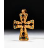 A LARGE GOLD & GEM SET BYZANTINE CROSS, CIRCA 7TH CENTURY A,D,