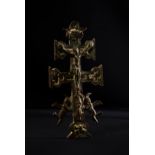 A BRONZE CROSS OF CARAVACA, 17TH CENTURY OR LATER