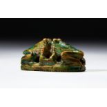 AN EGYPTIAN AMETHYST DOUBLE FROG AMULET LATE PERIOD TO PTOLEMAIC PERIOD OR LATER