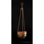 A BYZANTINE BRONZE HANGING LAMP CIRCA 10TH-11TH CENTURY A.D.