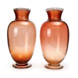 A PAIR OF LARGE RED GLASS VASES, 19TH CENTURY, FRENCH