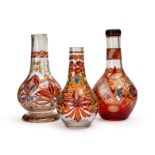 THREE BOHEMIAN GLASS HOOKAH BASES, 19TH CENTURY