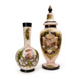 TWO OPALINE HANDPAINTED VASES, 19TH CENTURY, FRANCE