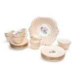 A PINK PART TEA SERVICE, PROBABLY AYNSLEY