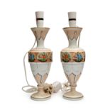 A PAIR OF OPALINE VASES CONVERTED TO LAMPS, 19TH CENTURY, FRANCE