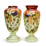 A PAIR OF FLORAL OPALINE VASES, 19TH CENTURY, FRANCE