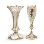 TWO CLEAR BOHEMIAN FLORAL VASES, 19TH CENTURY