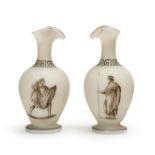 A PAIR OF "GREEK" STYLE BOHEMIAN FROSTED VASES, 19TH CENTURY