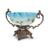 A GLASS SWEET DISH MOUNTED ON WHITE METAL, 19TH CENTURY, FRANCE