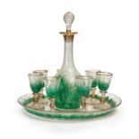 A FLORAL DECANTER SET FOR SEVEN, PROBABLY MOSER, 19TH CENTURY