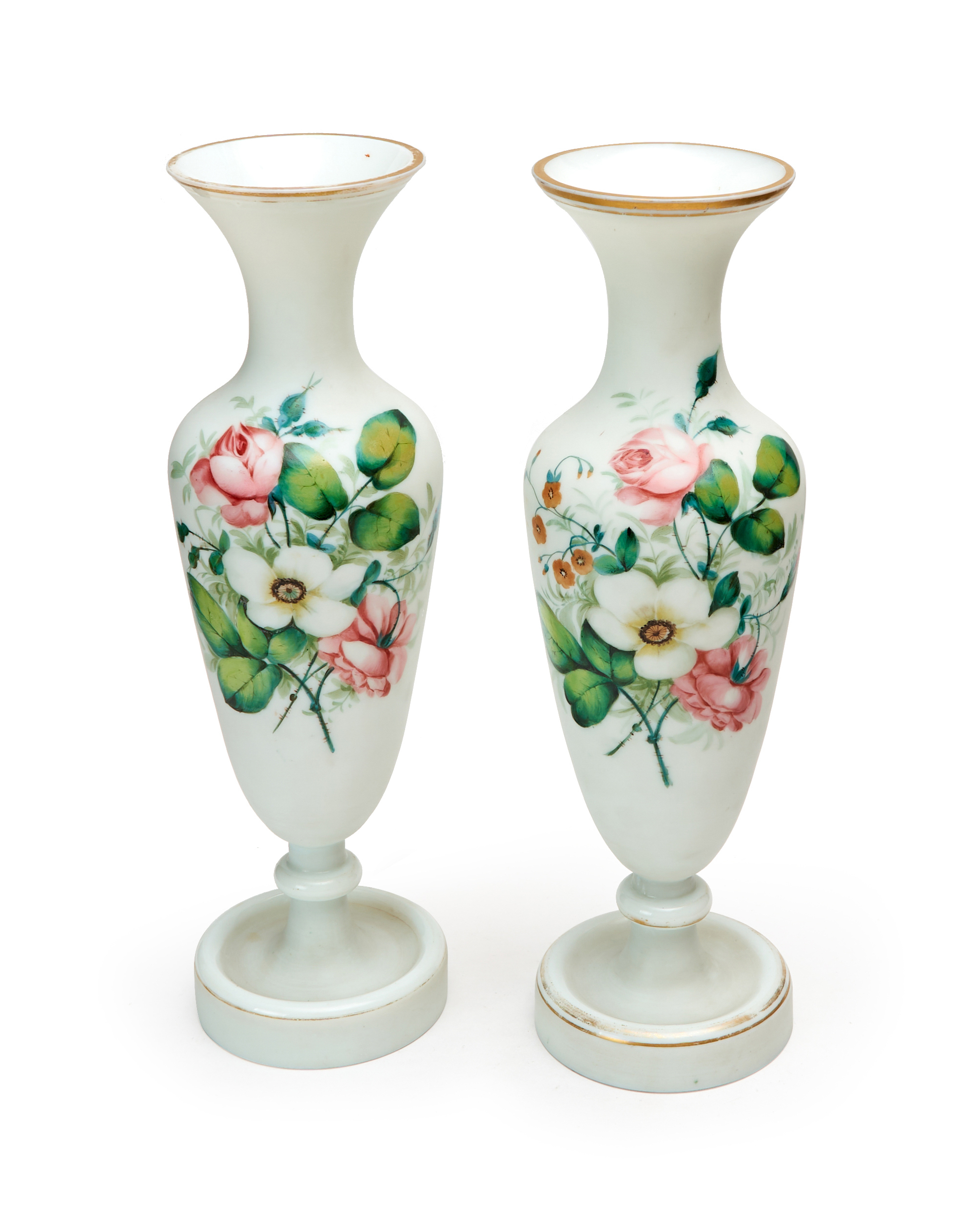 A PAIR OF BOHEMIAN FLORAL VASES, 19TH CENTURY - Image 2 of 2