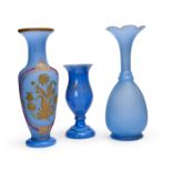 THREE FROSTED BOHEMIAN VASES, 19TH CENTURY