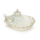 A SHELL SHAPED VASELINE DISH WITH EWER & LIDDED BOX, 19TH/20TH CENTURY, FRANCE
