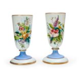 A PAIR OF FLORAL OPALINE VASES, 19TH CENTURY, FRANCE