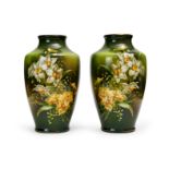 A PAIR OF FLORAL VASES