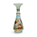 A FROSTED HAND PAINTED BOHEMIAN VASE, 19TH CENTURY