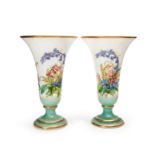 A PAIR OF FLORAL OPALINE VASES, 19TH CENTURY, FRANCE, BACCARAT