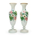 A PAIR OF BOHEMIAN FLORAL VASES, 19TH CENTURY