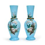 A PAIR OF FLORAL OPALINE VASES, 19TH CENTURY, FRANCE