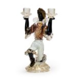 A MURANO BLACKAMOOR CANDLESTICK GLASS FIGURE, 20TH CENTURY