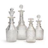 THREE CUT CRYSTAL DECANTERS, 19TH CENTURY OR LATER
