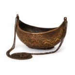 A TINNED COPPER BEGGAR'S BOWL (KASHKUL) 17TH-19TH CENTURY