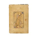 AN ILLUMINATED PERSIAN MINIATURE OF BOY CARRYING WATER JUGS, SIGNED REZA ABBASI & DATED