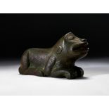 A LARGE BRONZE WEIGHT IN THE FORM OF A FELINE, PROBABLY SICILIAN OR SPANISH