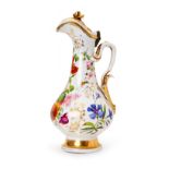 A LARGE HAND PAINTED FLORAL PORCELAIN LIDDED DECANTER MADE FOR OTTOMAN MARKET, FRANCE, 19TH CENTURY