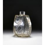 AN ENGRAVED FLORAL CLEAR CRYSTAL BOHEMIAN BOTTLE MADE FOR THE OTTOMAN MARKET, 19TH CENTURY