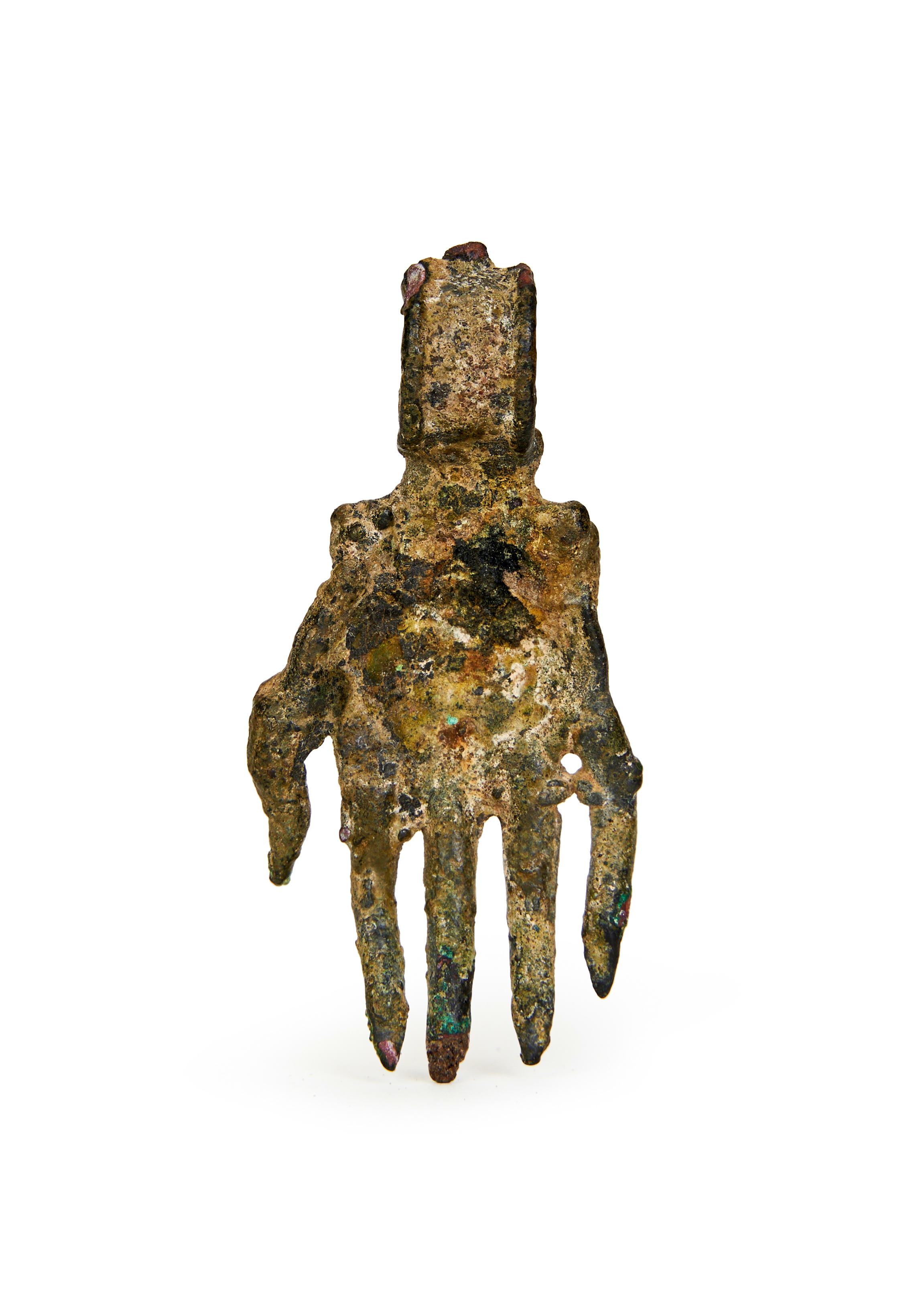 A RARE INDUS VALLEY BRONZE BUDDHA HAND AMULET, 2300 - 2000 B.C. - Image 2 of 2