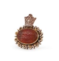 A CALLIGRAPHIC INSCRIBED AGATE PENDANT, 19TH CENTURY OR LATER, PERSIA