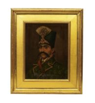 A PORTRAIT OF NASSER DIN SHAH, QAJAR, 19TH CENTURY, PERSIA, OIL ON CANVAS