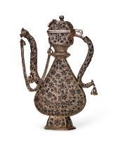 AN INDIAN WHITE METAL EWER, 19TH/20TH CENTURY