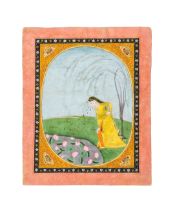 A LADY IN A MOONLIGHT WATCHING A LOTUS POND WITH SCENES OF NATURE, GADWAL SCHOOL, CIRCA 1820'S, EARL