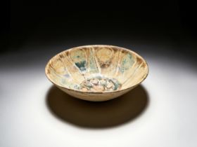 A LARGE KASHAN TURQUOISE BLUE-GLAZED POTTERY BOWL CENTRAL IRAN, LATE 12TH/EARLY 13TH CENTURY